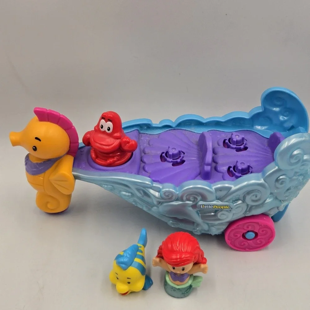 Disney Little People Little Mermaid Ariel's Sea Carriage Complete Works Flounder